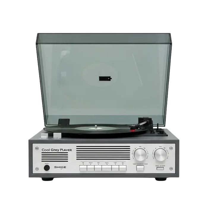 Cool Gray Record Player Front